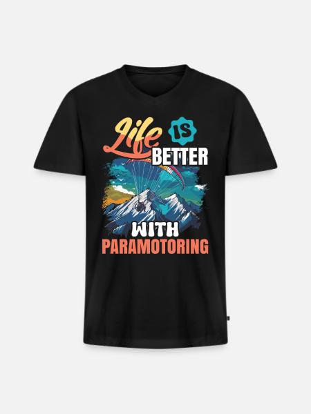 Paramoteur paramoteur - T-shirt encolure en V Premium bio Homme - noir