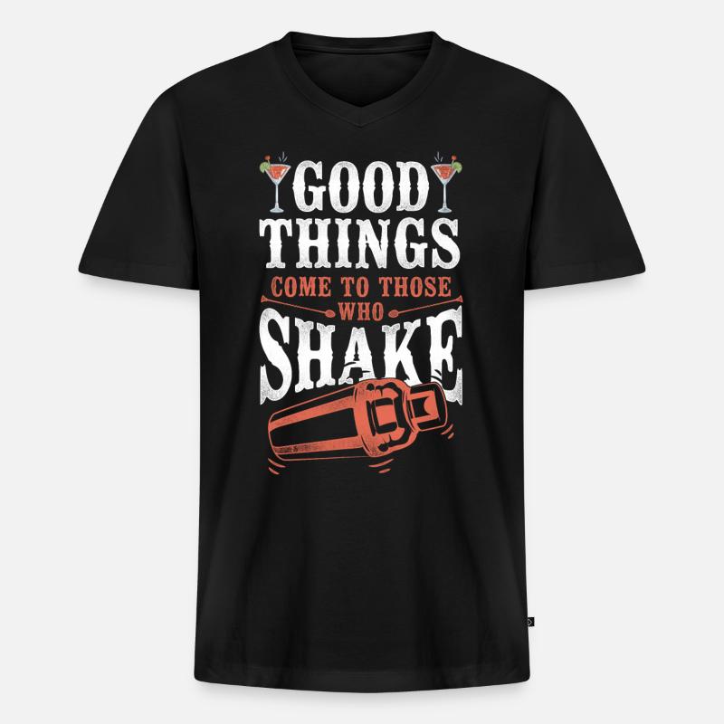 Bartender Mixologist Good Things - Männer Premium Bio T-Shirt mit V-Ausschnitt - Schwarz