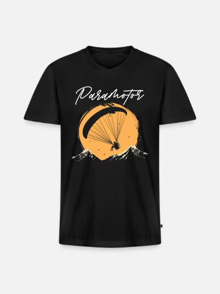 Paramoteur Paramoteur - T-shirt encolure en V Premium bio Homme - noir