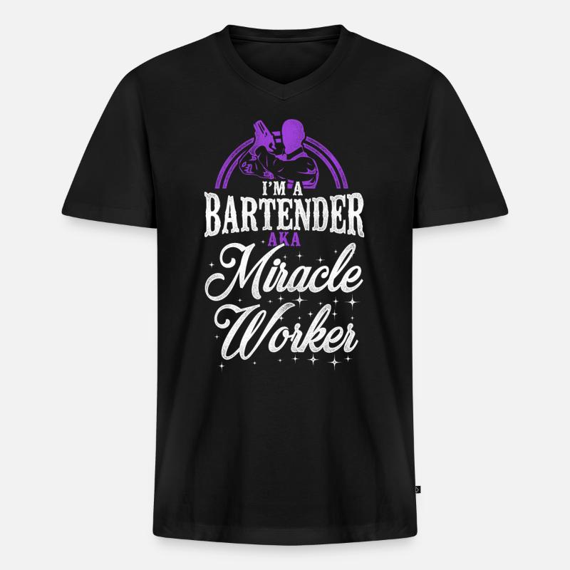 Bartender Mixologist Bartender - Männer Premium Bio T-Shirt mit V-Ausschnitt - Schwarz