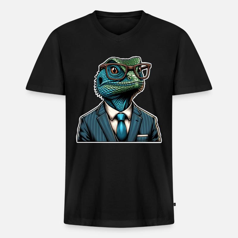 Echsperte Eidechse - Männer Premium Bio T-Shirt mit V-Ausschnitt - Schwarz
