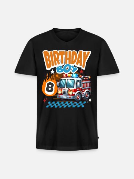 8e anniversaire des pompiers - T-shirt encolure en V Premium bio Homme - noir