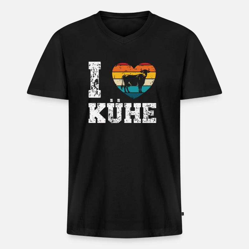 Ich mag Kühe - Männer Premium Bio T-Shirt mit V-Ausschnitt - Schwarz