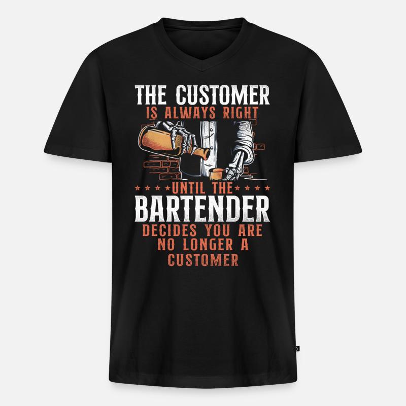 Bartender Mixologist The Customer - Männer Premium Bio T-Shirt mit V-Ausschnitt - Schwarz