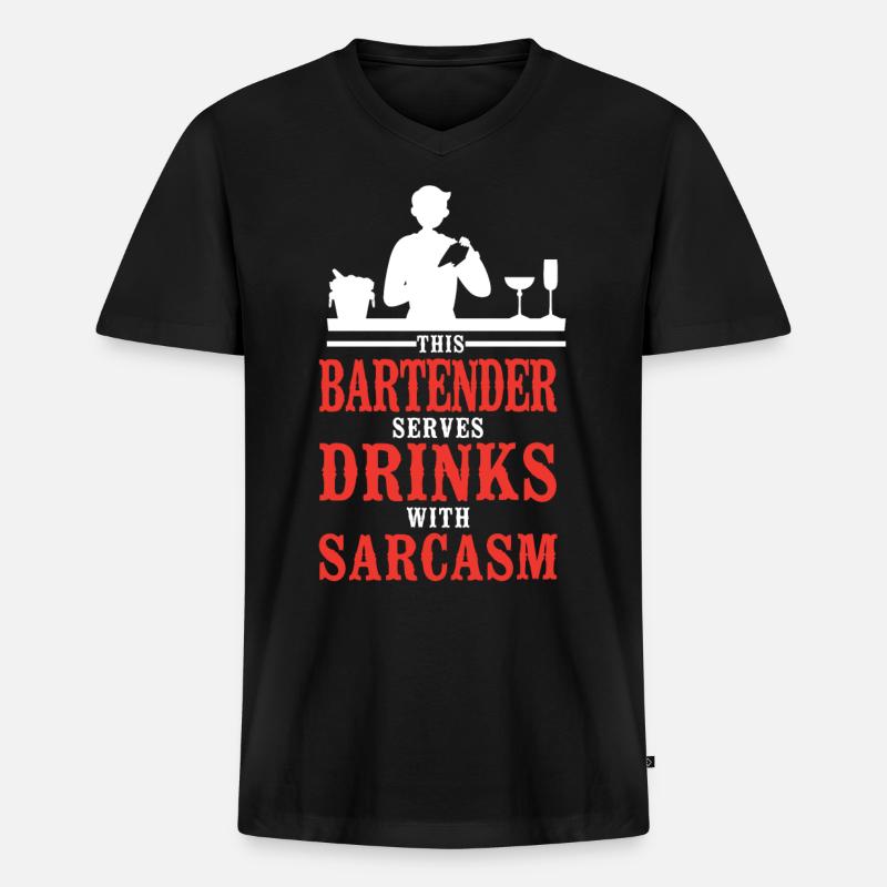 Bartender Mixologist This - Männer Premium Bio T-Shirt mit V-Ausschnitt - Schwarz