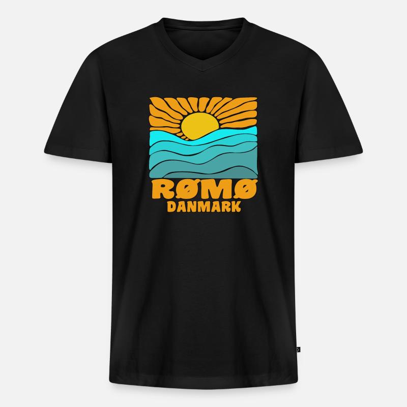Romo Römo - Männer Premium Bio T-Shirt mit V-Ausschnitt - Schwarz