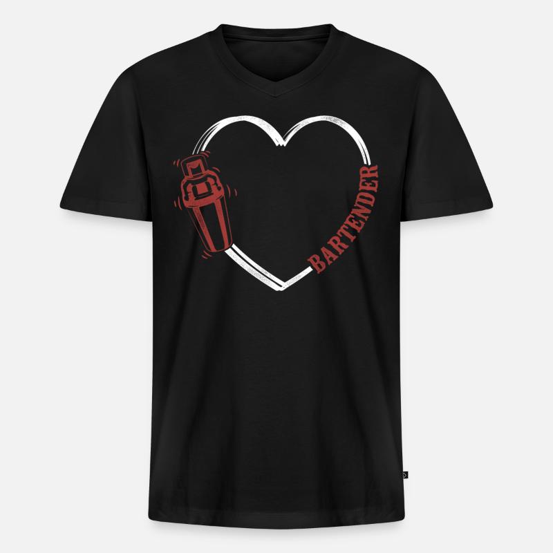 Bartender Mixologist Heart - Männer Premium Bio T-Shirt mit V-Ausschnitt - Schwarz