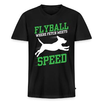Flyball Canine Sport Agility Parcour Chien - T-shirt encolure en V Premium bio Homme - noir - Devant - Nico (187cm)