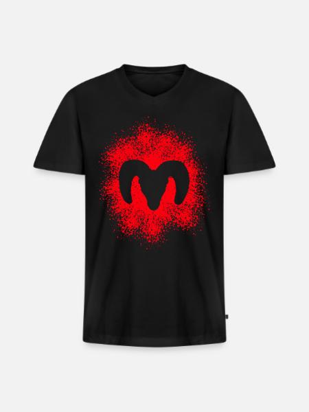Dickhornschaf - Männer Premium Bio T-Shirt mit V-Ausschnitt - Schwarz