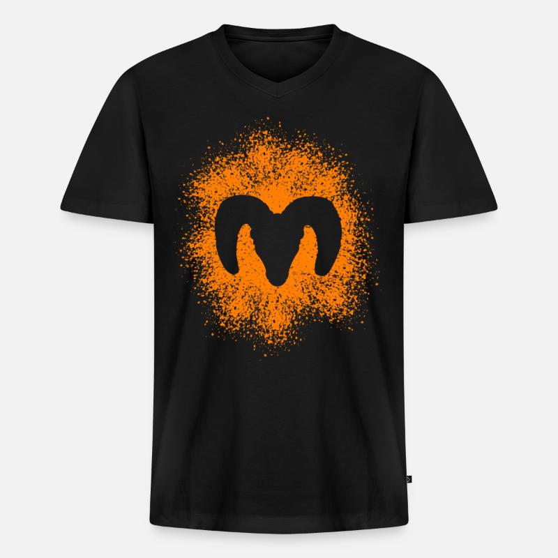 Dickhornschaf - Männer Premium Bio T-Shirt mit V-Ausschnitt - Schwarz
