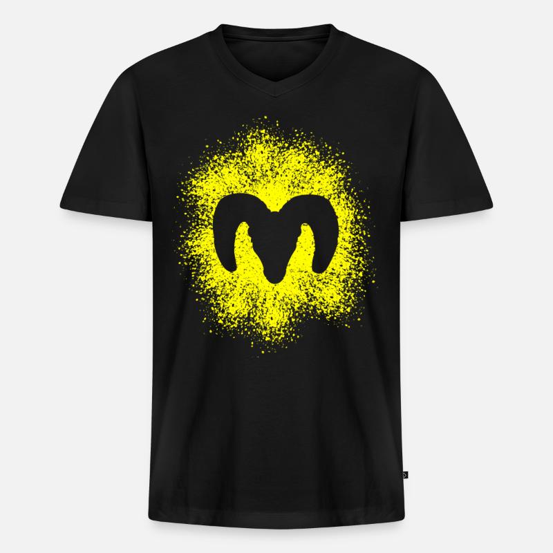 Dickhornschaf - Männer Premium Bio T-Shirt mit V-Ausschnitt - Schwarz