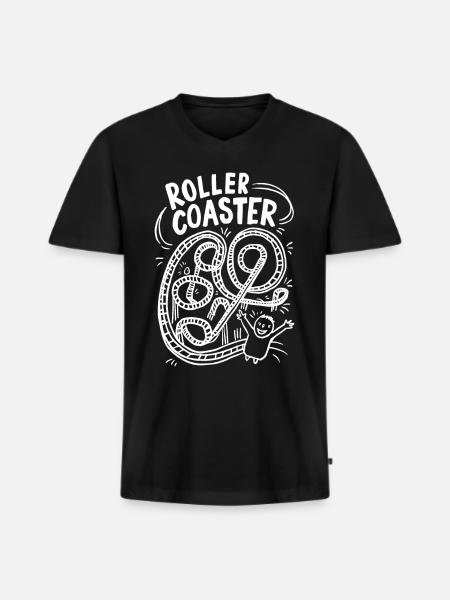Roller Coaster Rider Fun Ride - T-shirt encolure en V Premium bio Homme - noir