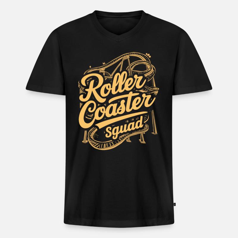Roller Coaster Squad Abenteuerfans - Männer Premium Bio T-Shirt mit V-Ausschnitt - Schwarz