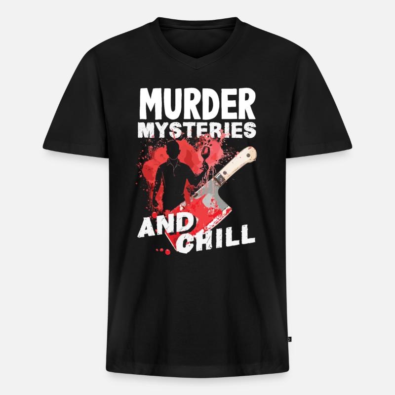 Krimidinner, Krimi-dinner - Männer Premium Bio T-Shirt mit V-Ausschnitt - Schwarz