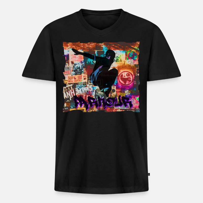 Parkour - Männer Premium Bio T-Shirt mit V-Ausschnitt - Schwarz
