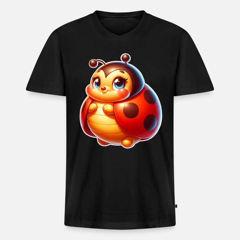 Marienkäfer - Männer Premium Bio T-Shirt mit V-Ausschnitt - Schwarz