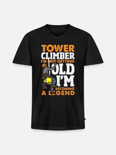 Turmkletterer-techniker Turmarbeiter - Männer Premium Bio T-Shirt mit V-Ausschnitt - Schwarz