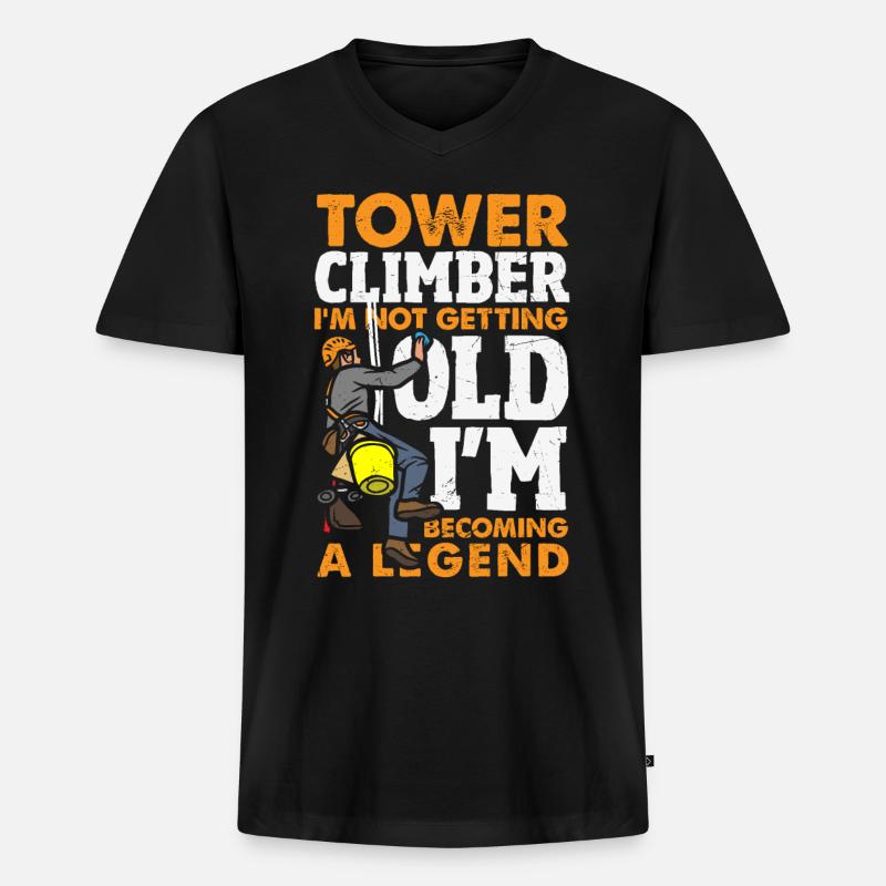 Turmkletterer-techniker Turmarbeiter - Männer Premium Bio T-Shirt mit V-Ausschnitt - Schwarz