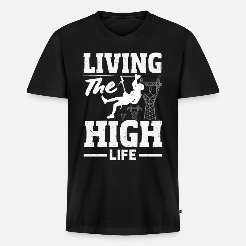 Turmkletterer-techniker Turmarbeiter - Männer Premium Bio T-Shirt mit V-Ausschnitt - Schwarz