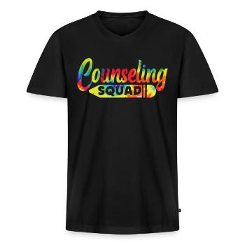 School Counselor Tie Dye - Männer Premium Bio T-Shirt mit V-Ausschnitt - Schwarz - Vorne - Nico (187cm)