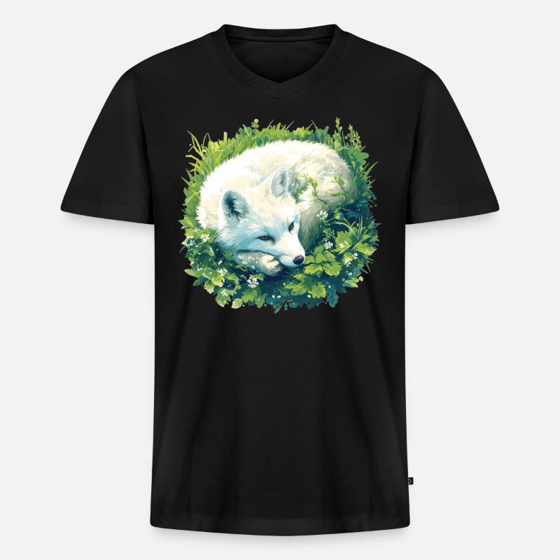Arctic Fox Polarfüchse Polarfuchs - Männer Premium Bio T-Shirt mit V-Ausschnitt - Schwarz
