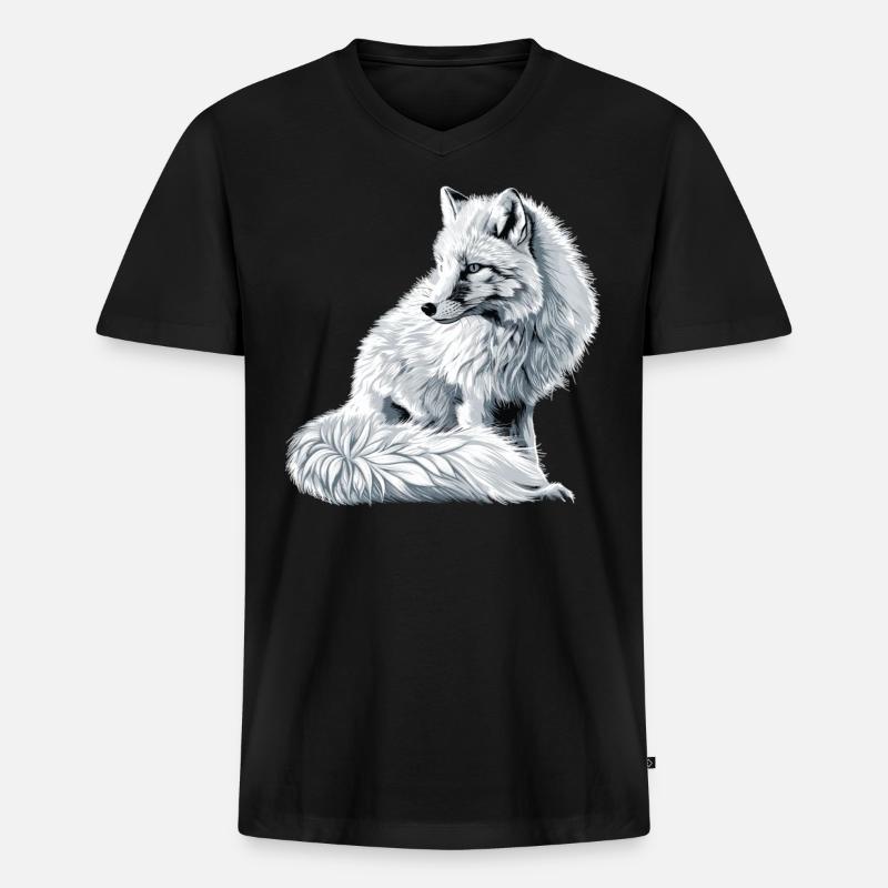 Arctic Fox Polarfüchse Polarfuchs - Männer Premium Bio T-Shirt mit V-Ausschnitt - Schwarz