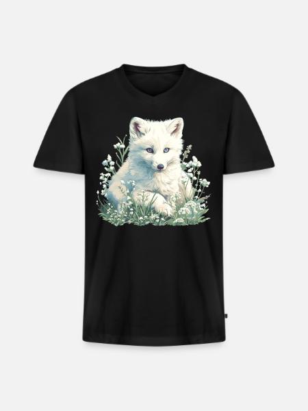 Arctic Fox Polarfüchse Polarfuchs - Men's Premium Organic T-shirt with V-neck - black