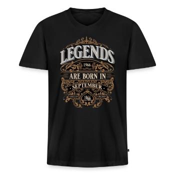 1966 September Geboren Geburtstag Geburtsjahr - Männer Premium Bio T-Shirt mit V-Ausschnitt - Schwarz - Vorne - Nico (187cm)
