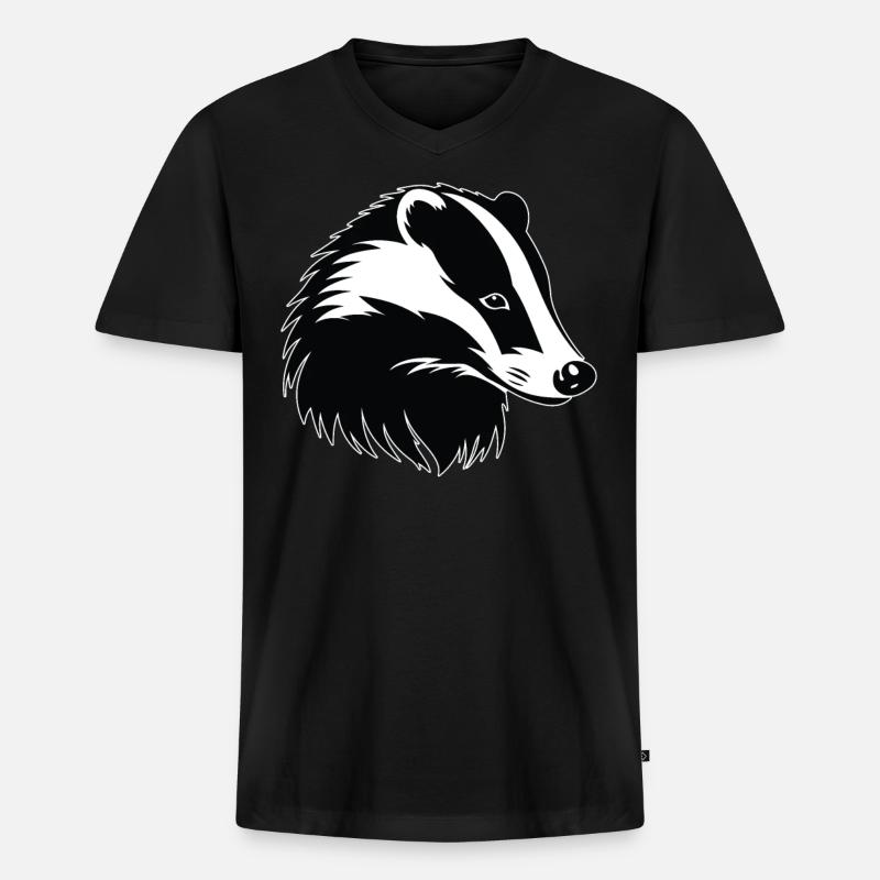 Badger Dachse Dachs - Männer Premium Bio T-Shirt mit V-Ausschnitt - Schwarz