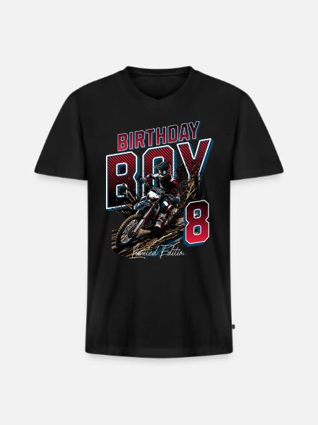 Motocross 8th Birthday - Men's Premium Organic T-shirt with V-neck - black