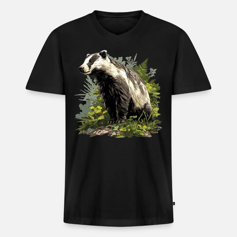 Badger Dachse Dachs - Männer Premium Bio T-Shirt mit V-Ausschnitt - Schwarz
