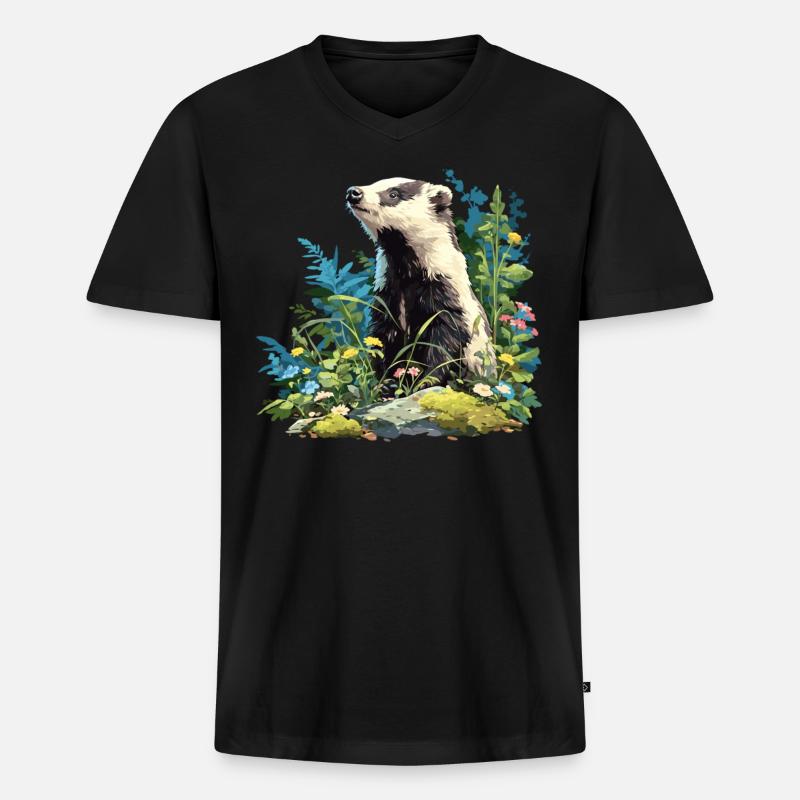 Badger Dachse Dachs - Männer Premium Bio T-Shirt mit V-Ausschnitt - Schwarz