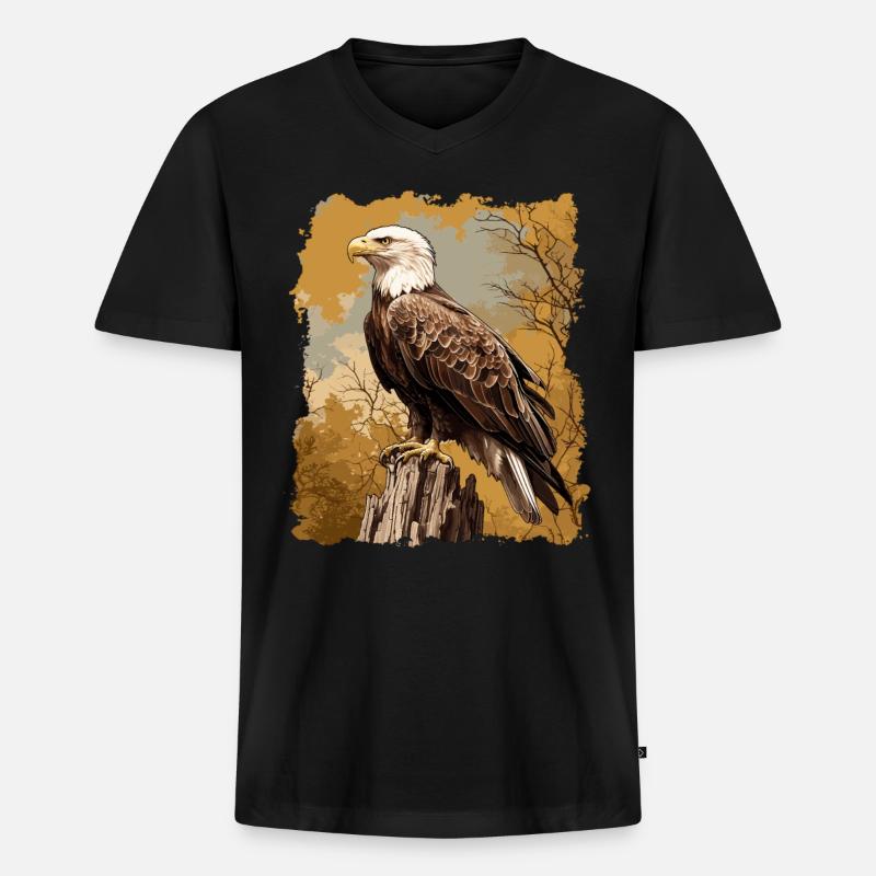 Bald Eagle Weißkopfseeadler - Männer Premium Bio T-Shirt mit V-Ausschnitt - Schwarz