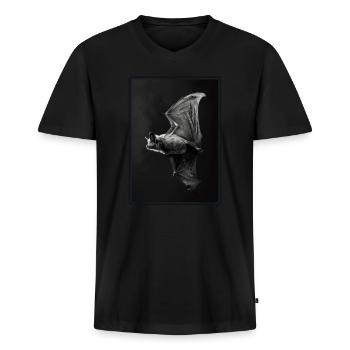 Bat Fledermäuse Fledermaus - Männer Premium Bio T-Shirt mit V-Ausschnitt - Schwarz - Vorne - Nico (187cm)