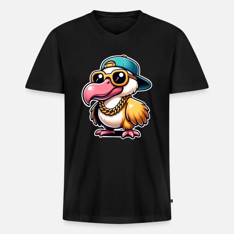 Dodo - Männer Premium Bio T-Shirt mit V-Ausschnitt - Schwarz