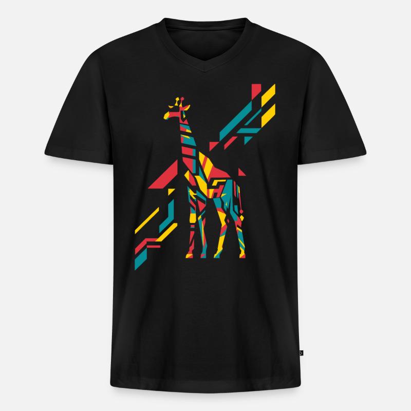 Bunte Abstrakte Giraffe Kunst - Männer Premium Bio T-Shirt mit V-Ausschnitt - Schwarz