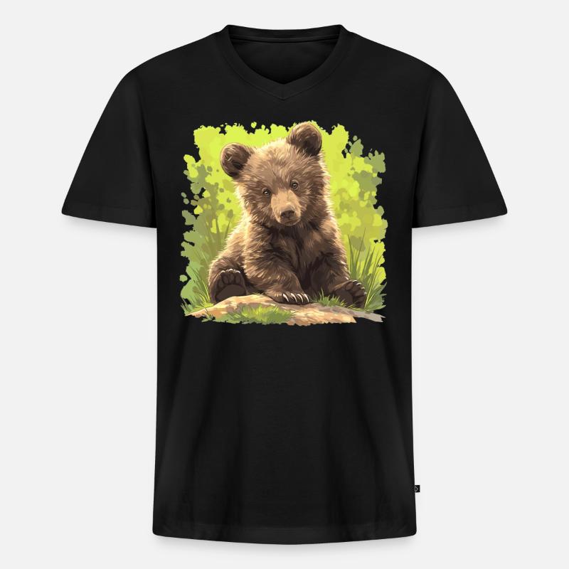 Bear Bären Bär - Männer Premium Bio T-Shirt mit V-Ausschnitt - Schwarz