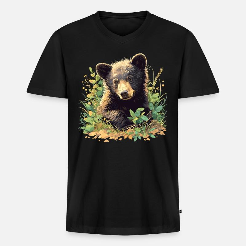 Bear Bären Bär - Männer Premium Bio T-Shirt mit V-Ausschnitt - Schwarz