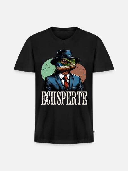 Echsperte Experte - Männer Premium Bio T-Shirt mit V-Ausschnitt - Schwarz