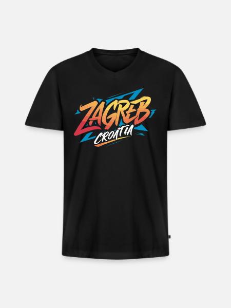 Zagreb Croatia Souvenir - Men's Premium Organic T-shirt with V-neck - black