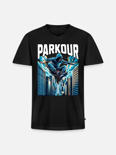 Parkour - Men's Premium Organic T-shirt with V-neck - black