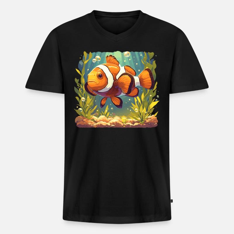 Clownfish Clownfische Clownfisch - Männer Premium Bio T-Shirt mit V-Ausschnitt - Schwarz