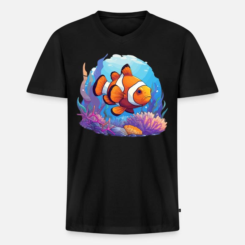 Clownfish Clownfische Clownfisch - Männer Premium Bio T-Shirt mit V-Ausschnitt - Schwarz