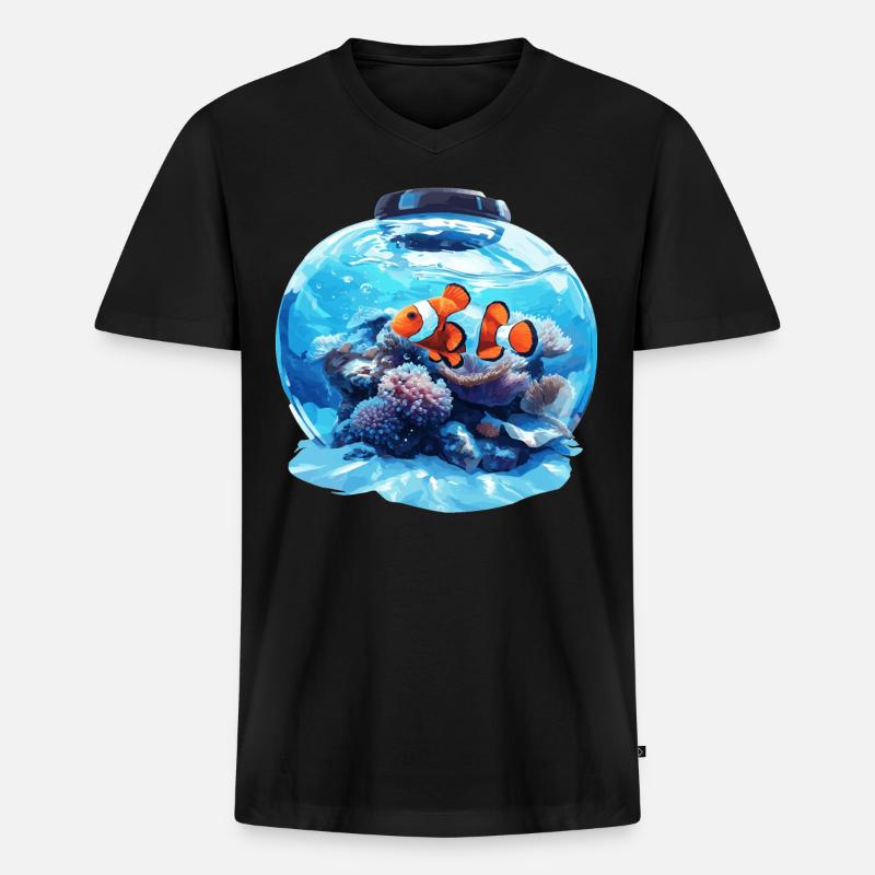 Clownfish Clownfische Clownfisch - Männer Premium Bio T-Shirt mit V-Ausschnitt - Schwarz