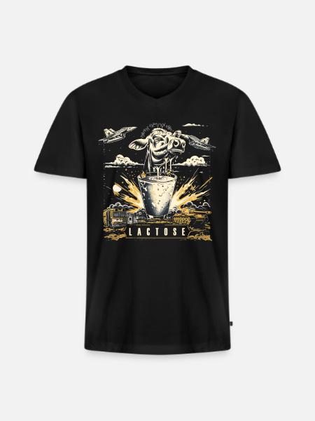 Laktosetolerant Oder Laktoseintolerant - Männer Premium Bio T-Shirt mit V-Ausschnitt - Schwarz