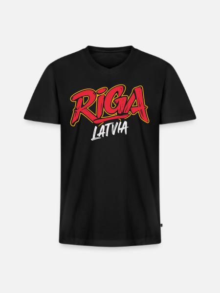 Riga Latvia Souvenir - Men's Premium Organic T-shirt with V-neck - black