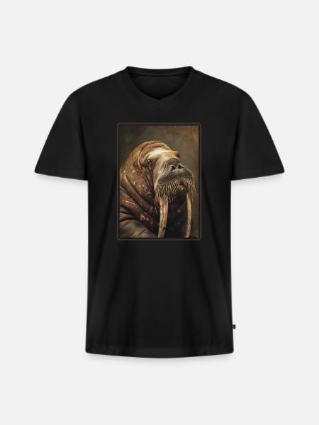 Walrus Walrosse Walross - Men's Premium Organic T-shirt with V-neck - black