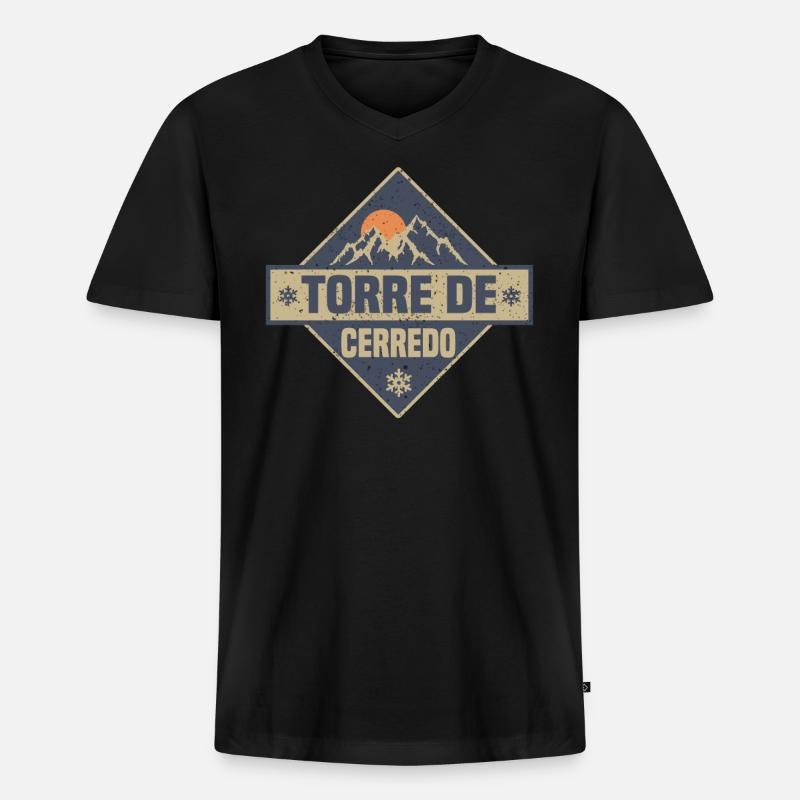 Torre de Cerredo - Männer Premium Bio T-Shirt mit V-Ausschnitt - Schwarz