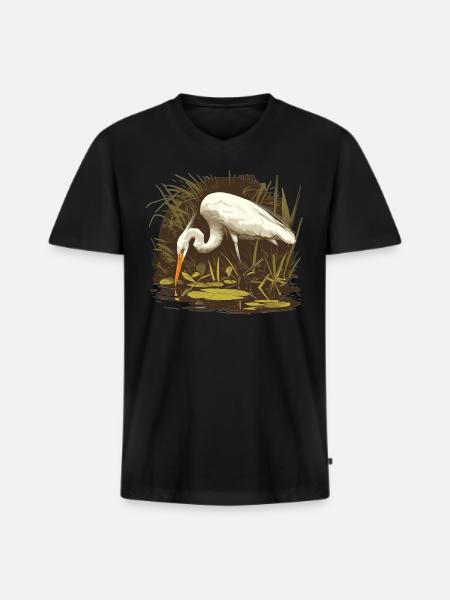 Heron Reiher - Men's Premium Organic T-shirt with V-neck - black