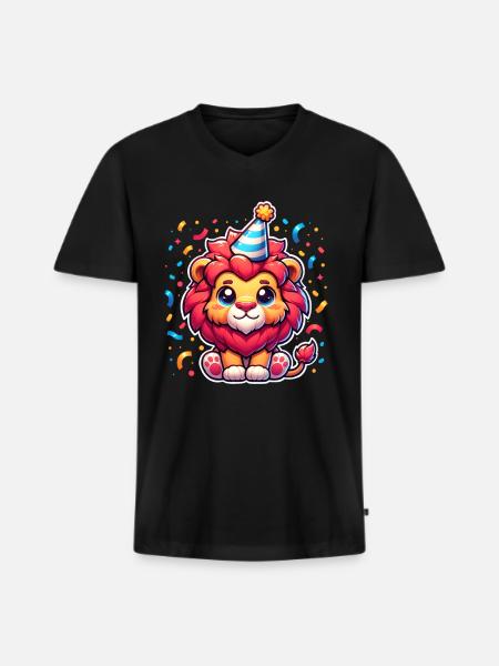 Leo Birthday Confetti - Men's Premium Organic T-shirt with V-neck - black
